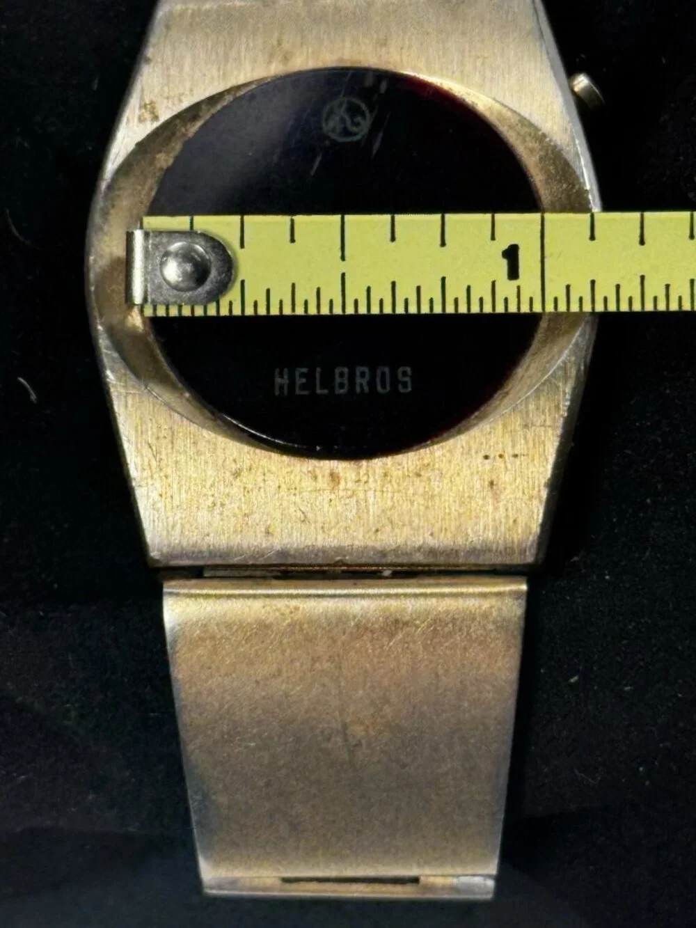 1970s Helbros Minicom Red LED Digital Watch Gold Speidel WORKING USA